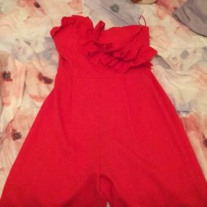 red tank pantsuit